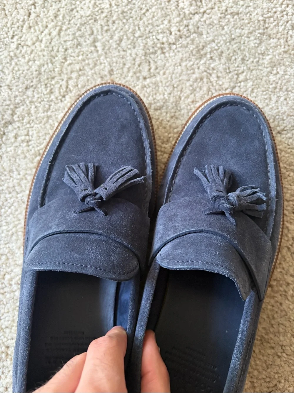 Cole haan American classic man made leather blue suede tassels loafers size 10